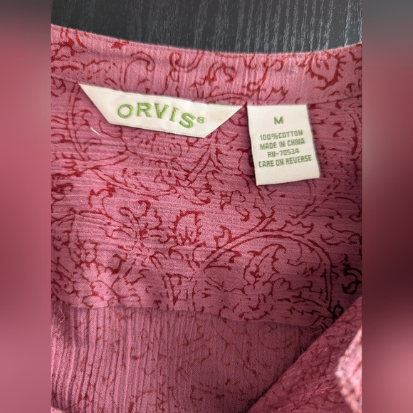 Orvis Women's Dusty Rose Button-Front  100% Cotton Blouse Shirt Top M - Picture 2 of 7